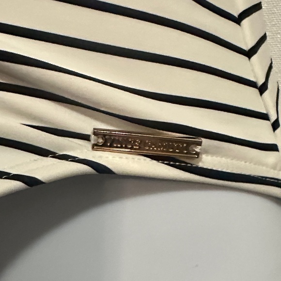Vince Camuto Cream and Black Striped One Piece Swimsuit - Picture 2 of 8